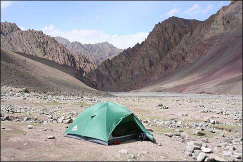 A typical valley near the school during the summer. Ladakh was opened to international tourism in 1974 and has become a popular destination for trekkers.