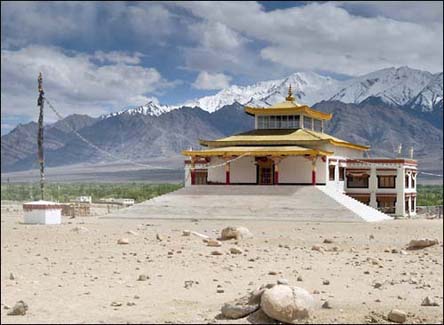 The Naropa Palace was built at the top of the school site in 2003-4.  His Holiness the 12th Gyalwang Drukpa performed the rare Ornaments of Naropa ceremony there in 2004 (a ceremony performed only once in 12 years).