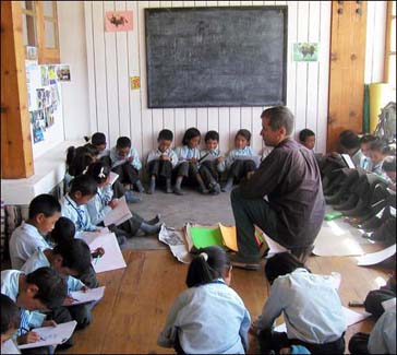 Didier, a visiting artist from France, inspires the children and draws out their creativity