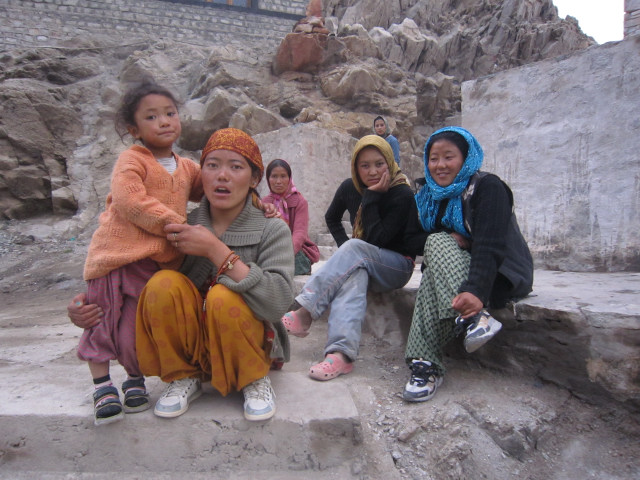 House Mothers and residential students on the steps of Shey Palace